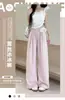Pantalones de Hielo de Encaje Nuevos de Verano 2025 para Mujer Modernos Casuales Versátiles de Pierna Ancha Elásticos Holgados de Cintura Alta Diseño Adelgazante