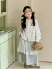 Camisa de manga larga para niña Little Red Fish, colección de otoño, mezcla de algodón y lino, ropa infantil estilo coreano, adecuada para primavera y otoño, camisa a juego para padres e hijos