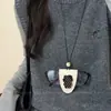 Colar Magnético com Clipe para Óculos em Couro com Gatinho e Bolinhas Único para Mulheres Estilo Doce e Descolado Acessório de Colar com Pingente Longo para Clipe de Óculos de Sol para Uso Externo