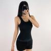 Chaleco Americano Retro Lavado Degradado Racer para Mujer 2024 Verano Hot Girl Ropa Exterior e Interior Cuello U Top Ajustado
