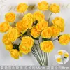 Rosas de Creme Simuladas de 3 Cabeças, Decoração de Fundo para Casamento, Arranjo de Flores para Guia de Estrada, Flores de Seda Estilo Europeu para Casamento, Flores Artificiais