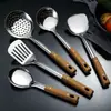 Espátula de acero inoxidable, cucharón para sopa, espumadera, espátula para freír, cuchara para arroz, utensilios de cocina para el hogar, suministros de cocina, juego completo de utensilios de cocina