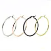 Pendientes Clásicos de Acero Inoxidable 316L Exagerados de Acero de Titanio Simples Versátiles Pendientes Grandes Bobina Redonda Hebilla de Oreja Clásica para Mujer Europeos y Americanos