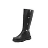 Botas de caña holgada estilo nuevo con múltiples formas de llevar, Botas altas, Botas de motociclista de tacón bajo, Tallas grandes 40-50, Botas de comercio exterior