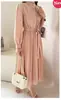 Novo Vestido Plissado de Manga Longa Feminino Slim Fit Cintura Apertada Emagrecedor Estilo Coreano Saia Plissada Longa Elegante Vestido Primavera e Outono 2024