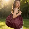 Bolsa de Compras Plegable de Color Sólido con Impresión de Logo, Bolso de Hombro Portátil, Bolsa Plegable tipo Acordeón para Viaje de Gran Capacidad Ecológica