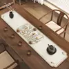 Tapete de Chá de Lama Diatomácea Estilo Chinês Lótus Mesa de Chá Longo Toalha de Mesa Absorvente de Água Desktop Tampo de Mesa Tapete Drenante para Cabelo