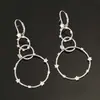 Brincos Femininos de Prata S925 com Moissanita, Duplo Círculo, Montagem Solta, Fornecimento Direto da Fábrica, Joia de Uso Diário Levemente Luxuosa, Simples e Elegante