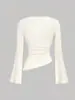 Ruihou Otoño e Invierno Transfronterizo Independiente Comercio Exterior Estilo Europeo y Americano Camiseta de Manga Larga Color Sólido Elástica Prenda Base