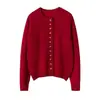 Suéter de Cachemir para Mujer 100% Cachemir Puro Cardigan Tejido Otoño e Invierno Nuevo Botón de Nariz de Cerdo Diseño Personalizado Cardigan