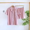 Conjunto Novo de Verão para Casal plus size Elástico Fresco Pijama Casual Simples Modal Cor Sólida Manga Curta Shorts terno