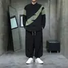 Novo Conjunto de Roupa Tang Patchwork de Cor Contrastante Chinesa para Homens Outono Veludo Cotelê Estilo Nacional Gola Alta Botão Rã Retro Conjunto Casual de Duas Peças