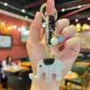 Chaveiro de Argila Novo Modelo Transfronteiriço com Strass e Contas de Cristal de Elefante Realista, Exquisite Pequeno Acessório para Meninas, Pingente de Bolsa