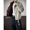 Chaqueta de cuero PU vintage tie-dye con cuello alto para hombre, estilo americano, de alta gama, silueta elegante y resistente, ropa de trabajo estilo motociclista