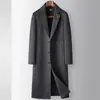 100% lã, sobrecasaco masculino feito à mão, estilo terno outono/inverno, comprimento até o joelho, para homens de meia-idade e jovens, estilo de negócios de alta qualidade