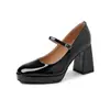 [Versión de Piel de Oveja] Zapatos de Cuero para Mujer Mary Jane de Punta Cuadrada Color Borgoña Vintage, Tacón Alto Grueso, Elegantes Zapatos de Salón, 8.5cm