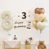 Juego de 10 Globos para Fiesta de Cumpleaños Estilo Ins, Globos de Foil de Número de 32 Pulgadas Color Crema, Pegatinas de Número de Fieltro