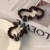 Diadema de Banda de Goma con Perlas de Metal y Pedrería Retro Diadema Popular de Alta Calidad Anillo de Intestino Delgado de Conejo Accesorios para el Cabello para Mujeres