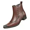 Botas de cuero versátiles de punta para hombre de estilo vintage, las más vendidas en Amazon transfronterizo, Botas de cuero casual de negocios para hombre estilo británico 65914