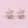 Colgante de resina flocado tridimensional de dibujos animados, lindo pingüino, oso, conejo, gatito, accesorios para colgantes de joyería DIY