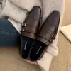 Encuentro Primero Zapatos Mocasines Marrones Estacionales Franceses para Mujer 2026 Nuevos de Primavera, Otoño e Invierno Versátiles Estilo Británico Zapatos Pequeños de Cuero