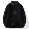 Venta Caliente Transfronteriza en stock Otoño e Invierno Nuevo Casual Falso Dos Piezas Cuello de Camisa Suéter Suéter Ropa de Punto para Hombre
