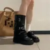 Botas de motocicleta de suela gruesa, de doble uso, estilo coreano para mujer, nueva colección otoño/invierno 2026, con hebilla de cinturón desmontable, estilo Mary Jane, tacón grueso y diseño de bota de jinete