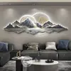 Pintura Decorativa para Sala de Estar Pintura para Pendurar na Parede de Fundo do Sofá Nova Chinoiserie Suporte Luxo Acessível Paisagem de Alto Padrão Pintura com Lâmpada LED