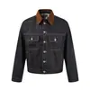 Yidao Roupas Vintage 2026 Outono Novo Retrô Americano Veludo Cotelê Gola Reversível Retalhos Xadrez Forrado Jaqueta Jeans para Homem