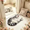 Alfombra de felpa temática de gato realista TEMU transfronteriza, imitación cachemir, alfombra gruesa para mesita de noche en el dormitorio, tapete absorbente para el baño
