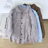 Suéter cárdigan de punto liso con botones para hombre, estilo vintage americano de otoño e invierno, diseño holgado y suave en tejido de punto para usar en capas