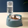 Comedero para Gatos con Tapa Inclinada, Comedero para Perros, Comedero para Comida de Gato, Acero Inoxidable de Doble Compartimento, Relleno Automático de Agua para Mascotas, Dispositivo de Alimentación de Agua Todo en Uno.