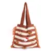 Bolsa de Punto de Gran Capacidad para Mujer 2025 Otoño e Invierno Nuevo Diseño Bolso Tote de Hombro Calado Ropa de Trabajo Versátil Bolsa de Playa