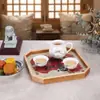 Nuevo Estilo Chino Octagonal Madera Maciza Vidrio Bandeja Estilo Chino Ilustración Propicia Bandeja de Té Sala de Té Juego de Té Descanso para el Té Almacenamiento Plato Decorativo Pequeño