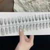 Uñas Portátiles Estilo Ojo de Gato, Perlas de Vidrio Ovaladas Reflejantes de Luz, Uñas Postizas Portátiles Hechas a Mano Simples y Elegantes