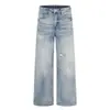 Jeans Ripped Lavado Reto Estilo Retro Americano para Homens, Calça Casual Larga Estilo Streetwear Solto