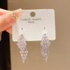 Pendientes de Aguja de Acero Lujo Ligero Circonita Geométricos Rombos Delanteros y Traseros Pendientes Franceses Exquisitos Nicho Temperamento Personalidad Moda