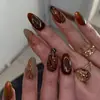 Novas Unhas Postiças de Comércio Exterior 30 Peças Design de Flor em Relevo Estéreo Dia dos Namorados Francesas Amêndoa Usáveis Atacado