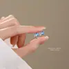 Pendientes de Zirconia Serie Topacio Azul de Verano para Mujer Estilo Coreano Pendientes de Corazón de Plata de Ley S925 Pendientes de Gama Alta Venta al por Mayor