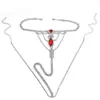 Ropa Interior Sexy Rombo de Diamante Rojo Europea y Americana Transfronteriza Moda Venta Caliente Cadena Corporal de Bikini con Pedrería Accesorios para Mujer/354