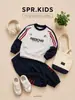 Conjunto de Sudadera con Cuello Redondo y Bloques de Color para Niños 2026 Nuevas Llegadas de Otoño para Niños Pequeños y Niños Pequeños Conjunto de Dos Piezas de Pantalones Jogger Estilo Primavera/Otoño Moderno