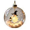 Decoración Navideña Transparente 3D de Halloween Bruja Calabaza Fantasma Gato Negro Bola de Cristal Luminosa Decoración Colgante Manualidades Festivas