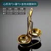 Conjunto de Colher para Fondue em Forma de Coração com Cabo Longo, Colher de Sopa com Escorredor, Suporte para Colheres de Restaurante em Aço Inoxidável, Colher de Servir e Suporte para Hashi Dourados