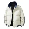 Abrigo de Algodón con Relleno para Hombre, Invierno Nuevo, Cuello Alto, Chaqueta Acolchada Gruesa y Cálida con Tres Rayas, Ropa de Abrigo Holgada de Talla Grande
