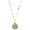 Pingente Personagem Fu Paz Colar Jade Hetian Elegante Estilo Palaciano Fada Ouro Antigo Jade Corrente Clavicular