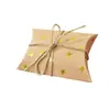 Caixa de doces para casamento Papel Kraft estampagem caixa travesseiro caixa de doces retro europeia caixa de doces criativa caixa de presente atacado