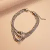 Collar Metálico Europeo y Americano de Cadena Multicapa Redondo para Clavícula, Nicho Personalizado de Alta Gama Elegante, Collar Único y Moderno