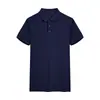 Algodão de fibra longa 40 210g cor sólida jacquard fenda Nova camisa polo masculina top lapela manga curta camiseta atacado