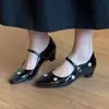 Versão em Pele de Ovelha de Sapatos Mary Jane de Couro Prata Estilo Francês para Mulheres, Novo Modelo 2026 Salto Alto, Adequado para Combinar com Vestidos Cheongsam, Sapatos de Salto Bloco