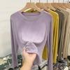 Camiseta Macia e Aconchegante para Início da Primavera, Outono e Inverno 2026 Novo Estilo Camiseta Soltinha de Manga Longa para Mulheres, Camisa Básica Simples para Usar por Baixo, Top de Cor Sólida